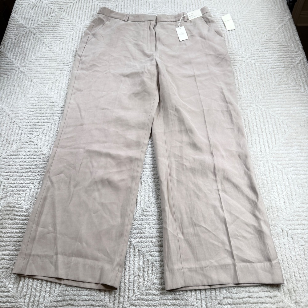Abercrombie & Fitch Sloane Tailored Pants Womens 33 Tan High Rise Wide Leg Work